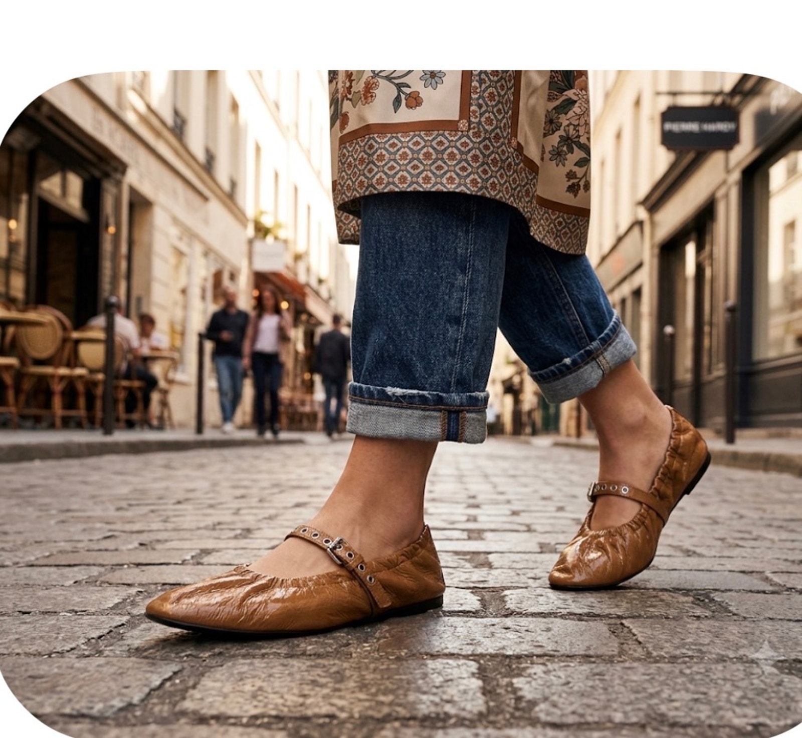 Pierre Hardy Margot Patent Leather Ballet Flats In Tan 36.5